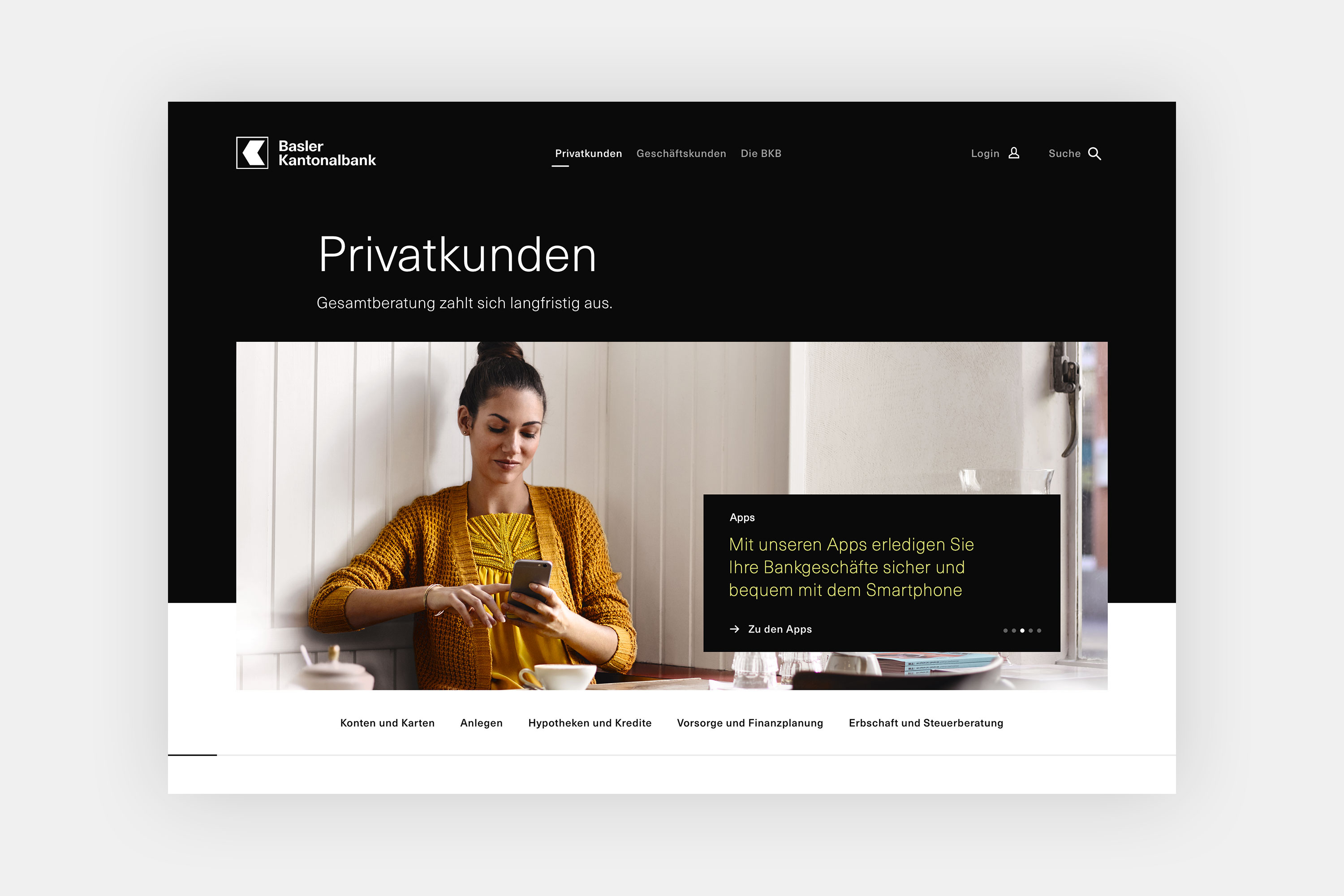 BKB Website Privatkunden Website für Privatkunden der BKB Basler Kantonalbank